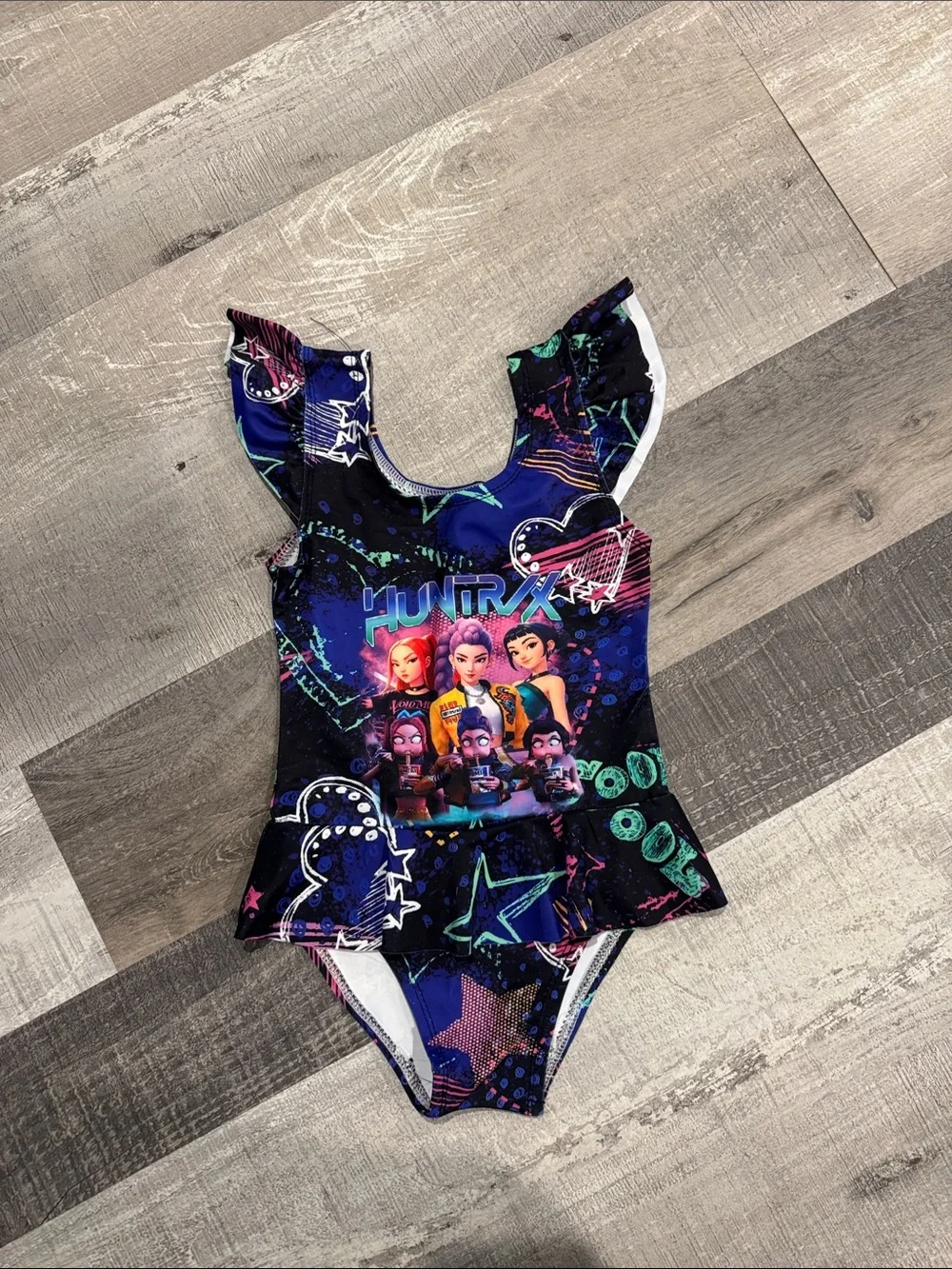 HUNTRX Colorful Graphic Girls One-Piece Swimsuit